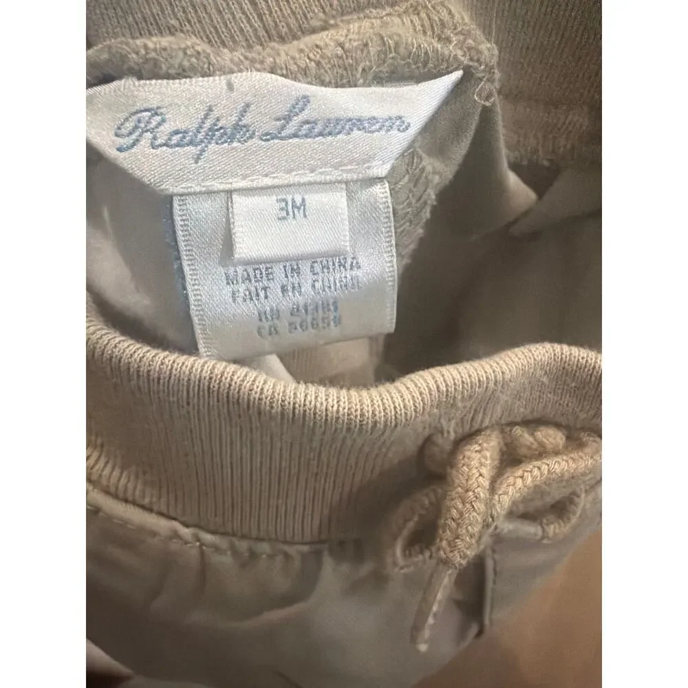 Polo by Ralph Lauren Baby Cargo Pants 3M Tan Khaki 100% Cotton Classic Preppy